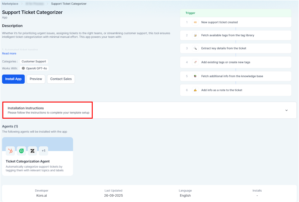 App Information Window App Information Window