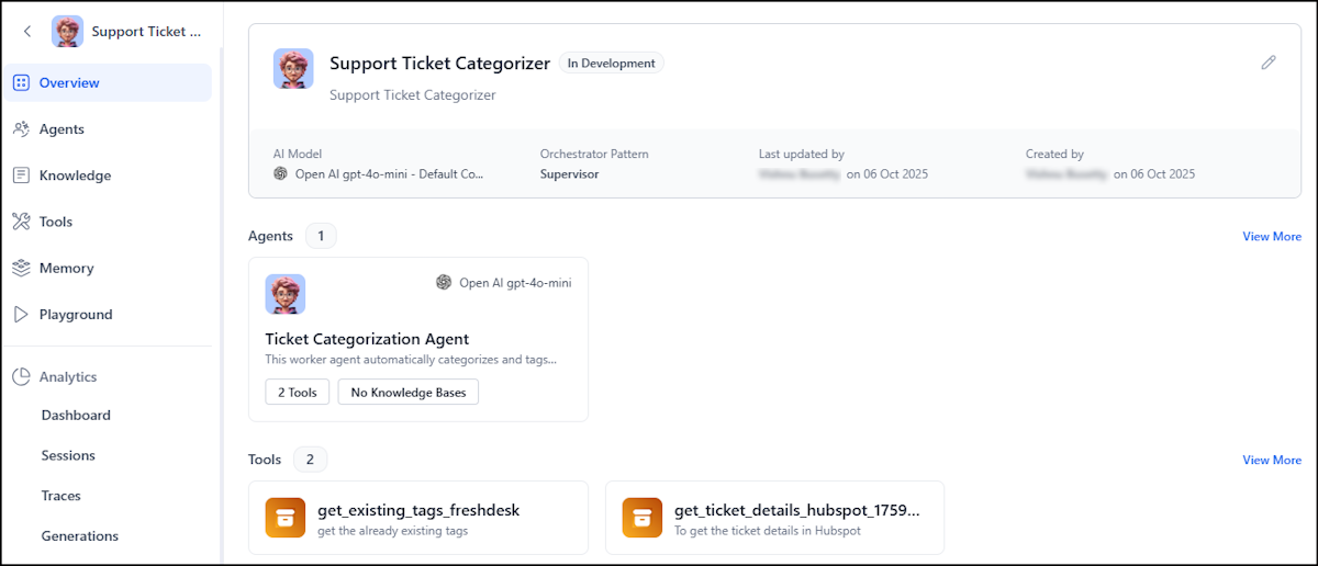 App overview page App overview page