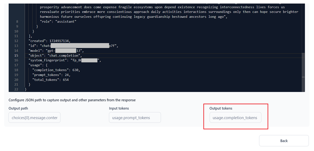 output tokens entry output tokens entry