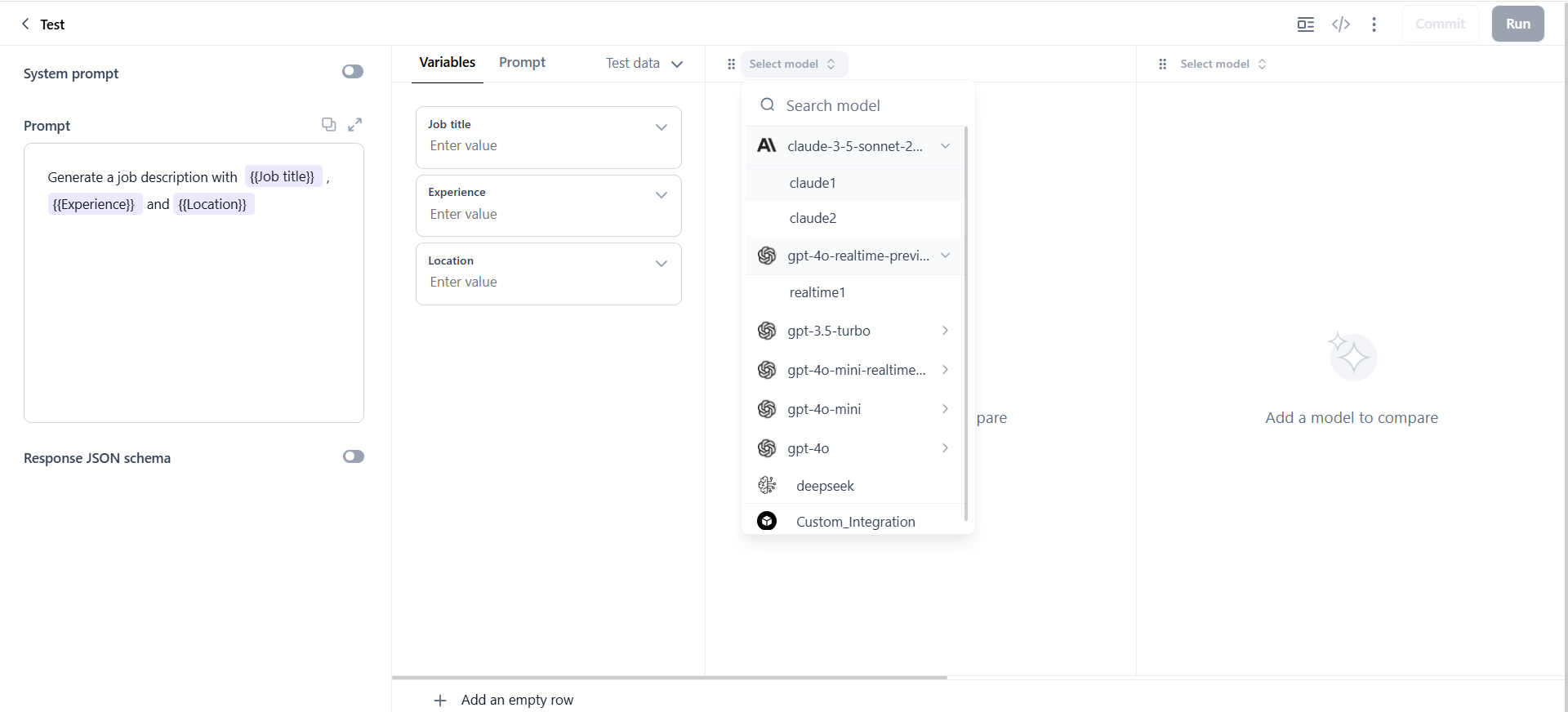 Select model Select model