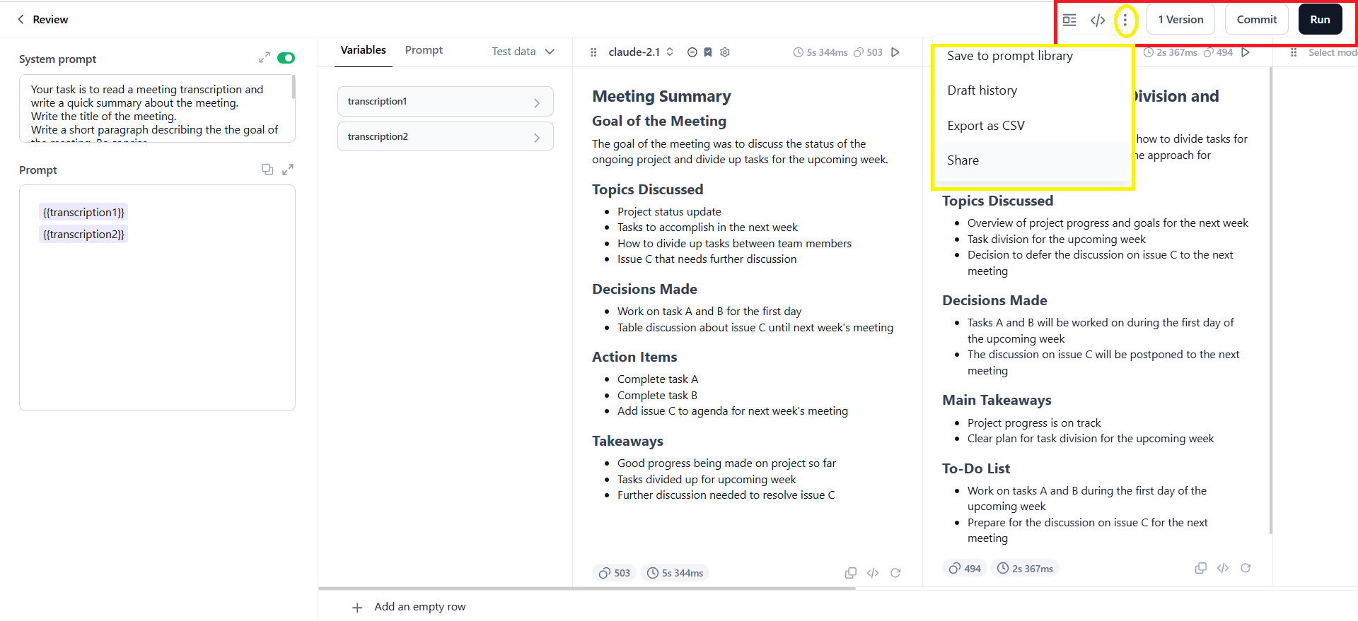 Top toolbar options Top toolbar options