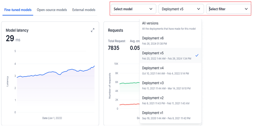 model name and version filter model name and version filter