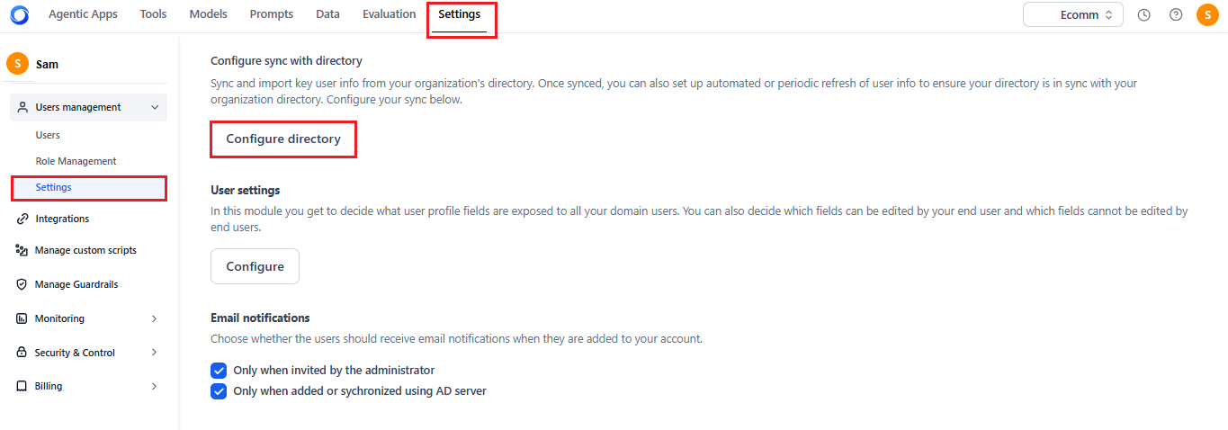 configure directory
