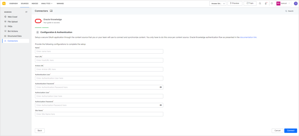 Oracle B2C Knowledge Advanced Connector – SearchAssist