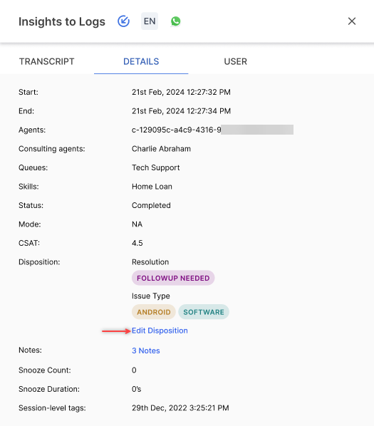 Edit Disposition Edit Disposition