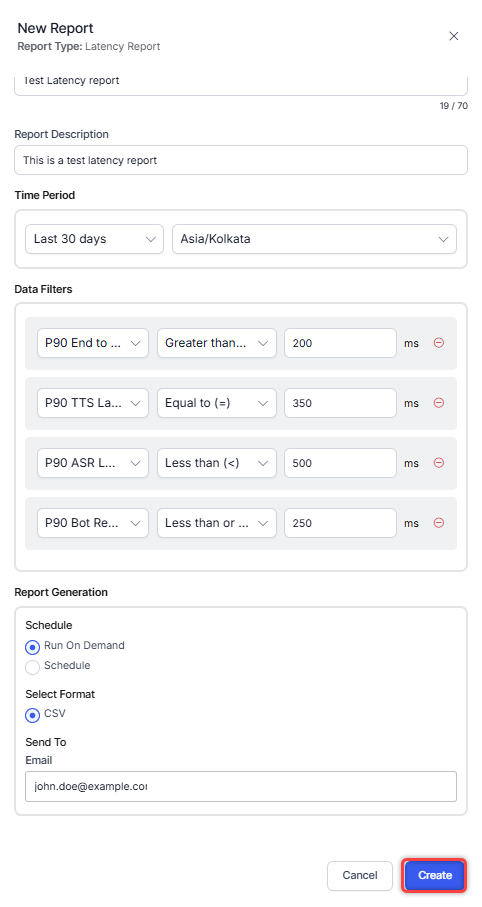 Create Report Create Report