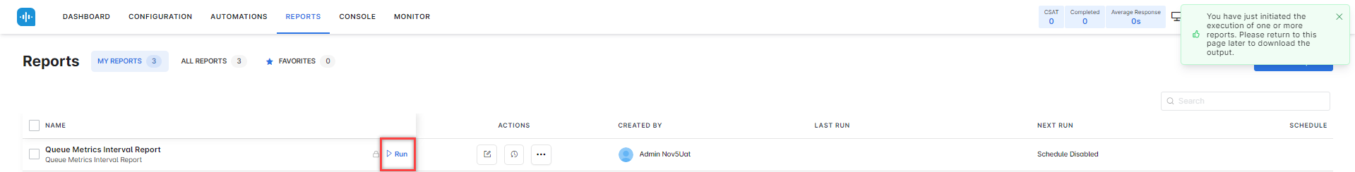 Run Report Run Report