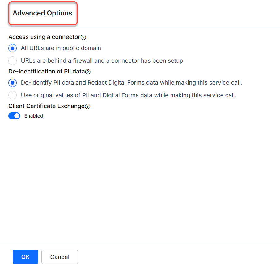 Advaced Options Advaced Options