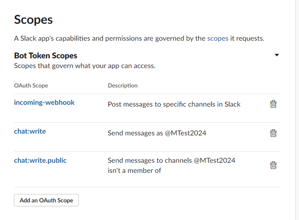 bot token scopes bot token scopes