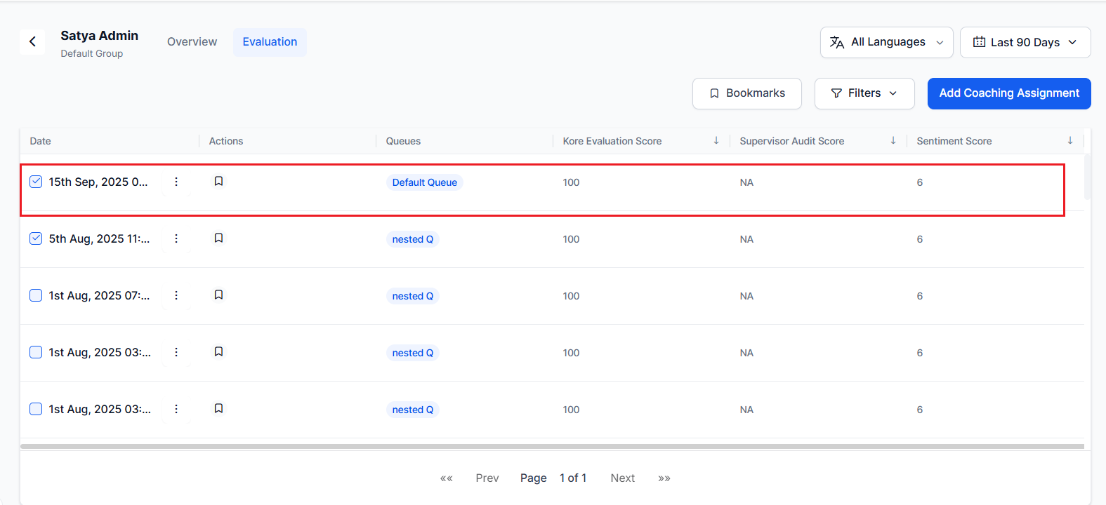 Add Coaching Assignments Selection Add Coaching Assignments Selection