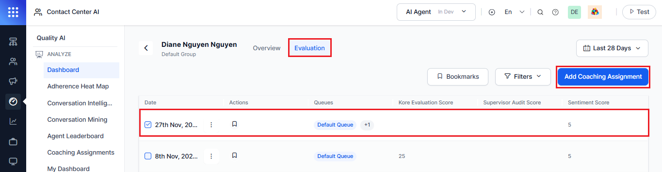 Add Coaching Assignment Add Coaching Assignment