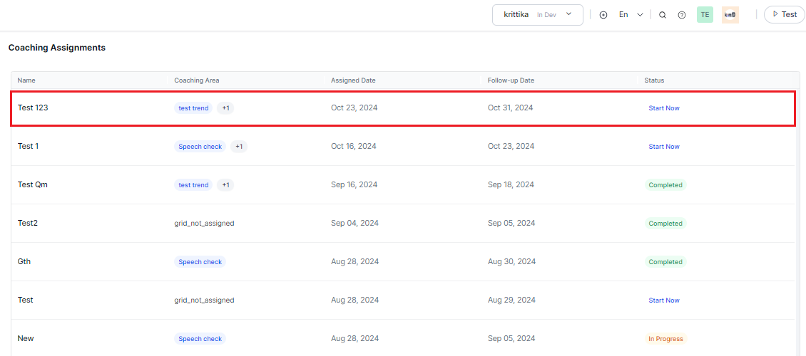 Assigned Coaching Assignment Assigned Coaching Assignment