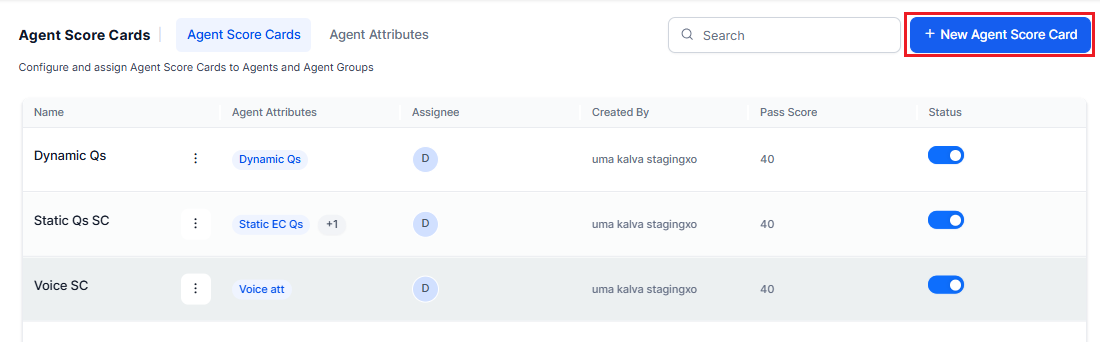 New Agent Score Card New Agent Score Card
