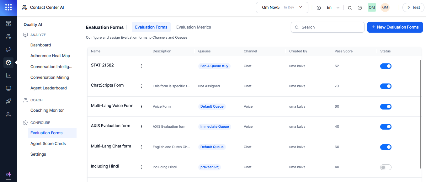Create and Config Evaluation Forms Create and Config Evaluation Forms